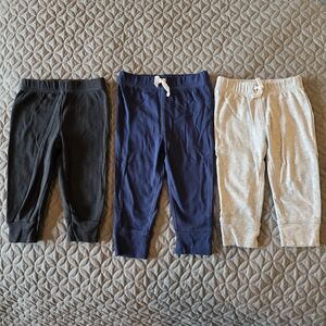 100% Cotton Carter's Basic Pull On Jogger Pant: Black, Navy, Light Gray, 12 Mo.